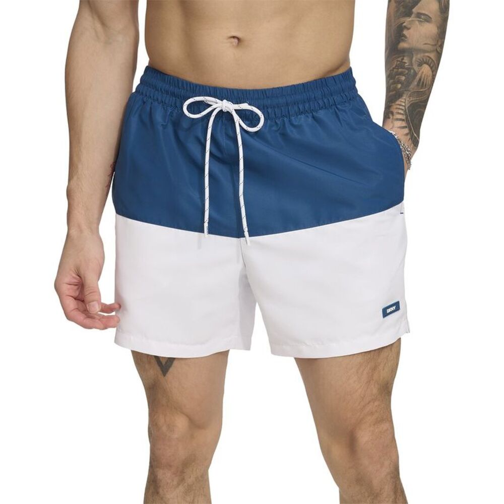 Dkny Mens  Modern Euro Swim Trunk, Blue